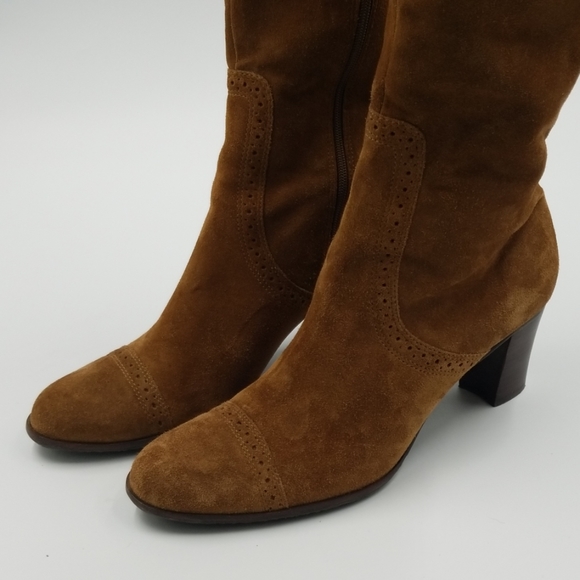 Talbots Brown Heeled Suede Over the Calf Boots - Picture 2 of 8